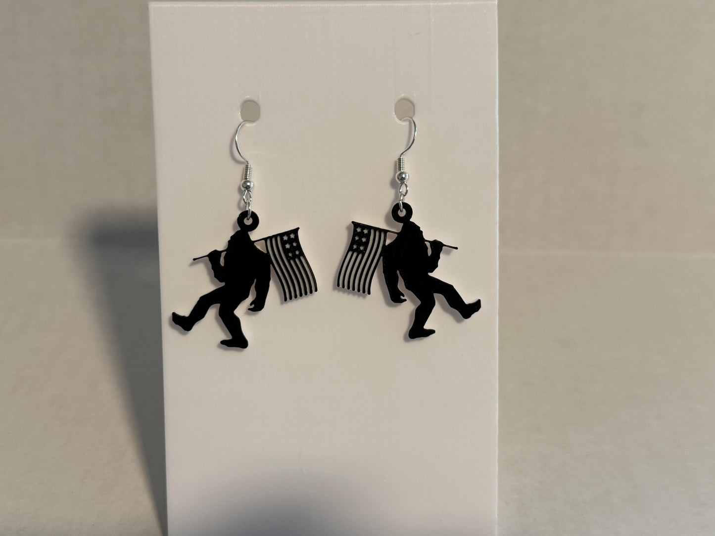The Legend Unfurled: Patriot Sasquatch with Flag Dangle Earrings