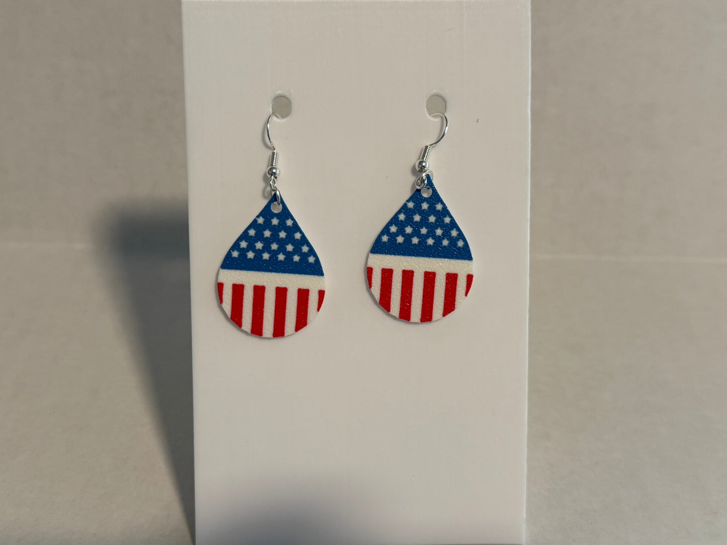 Sweetheart Patriot: 3D Printed Stars & Stripes Teardrop Earrings