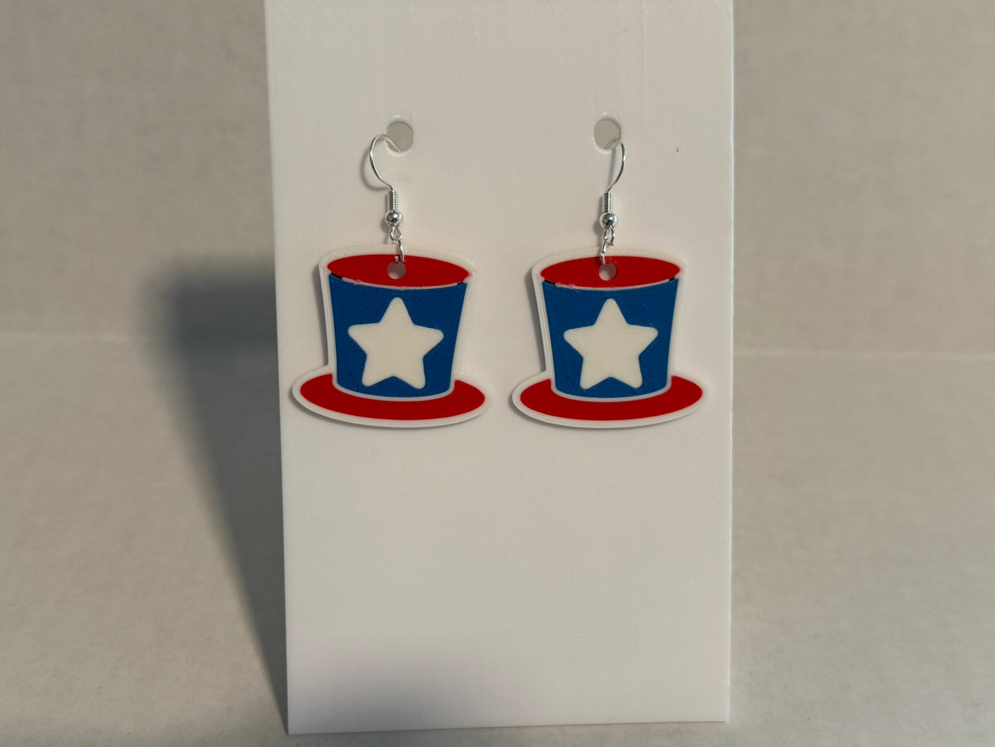 Star-Spangled Style: 3D Printed Patriotic Hat with Center Star earrings