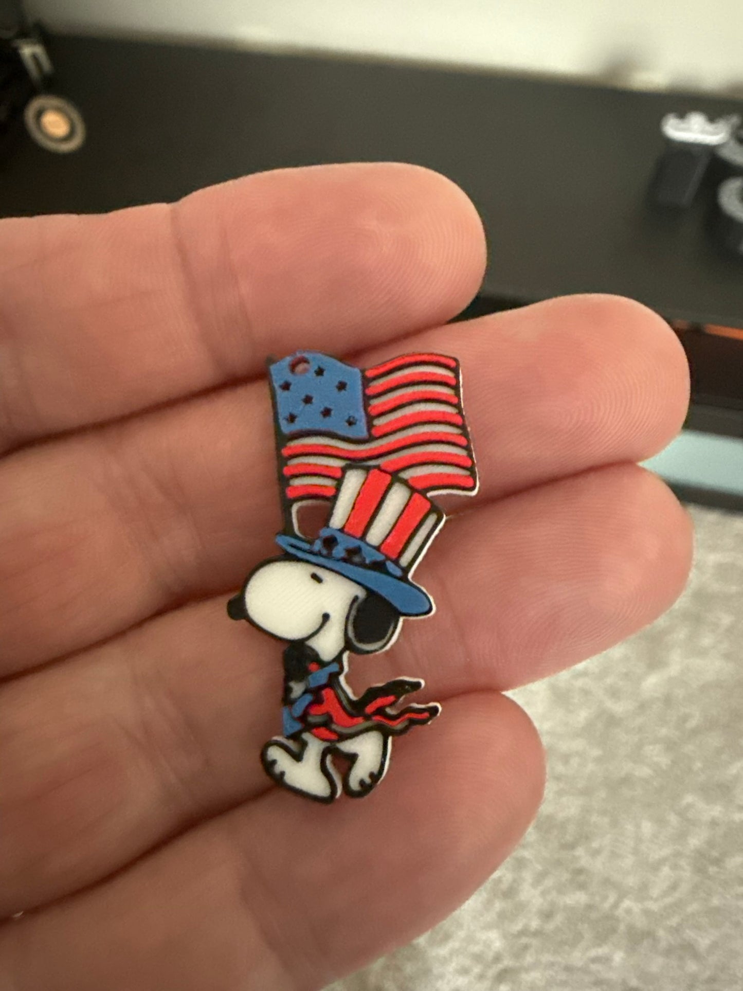 Show Your Patriotic Pup Pride! 3D Printed Snoopy with Flag Earring