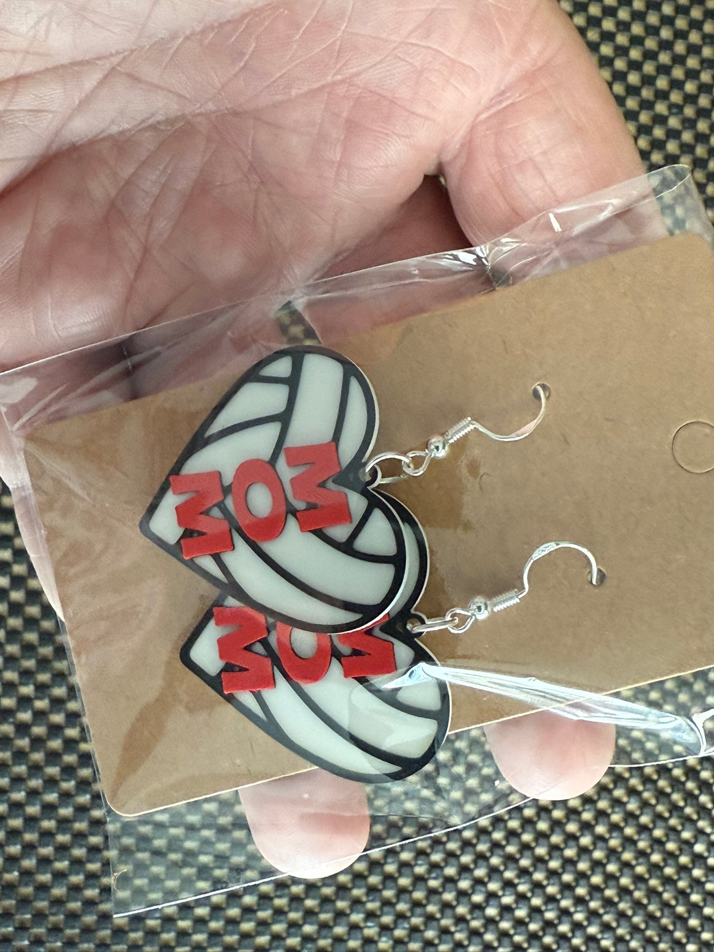 Show Your Game Day Spirit! Volleyball Mom Heart Dangle Earrings