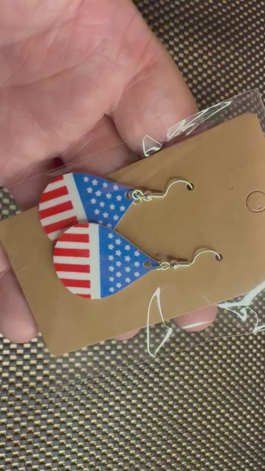Sweetheart Patriot: 3D Printed Stars & Stripes Teardrop Earrings