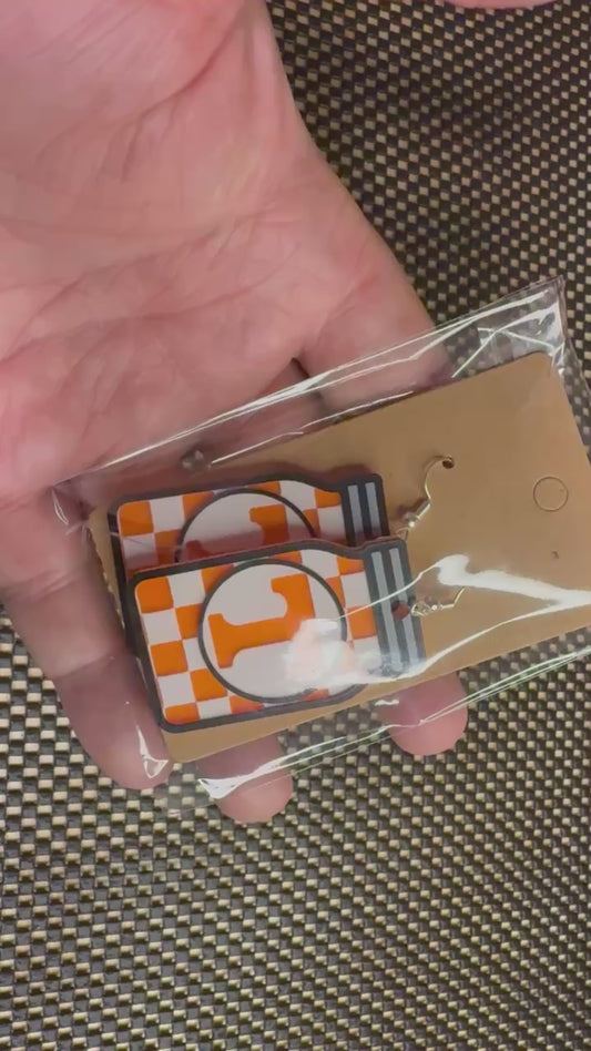 Show Your Tennessee Pride with 3D Printed Mason Jar Power T Earrings! Large