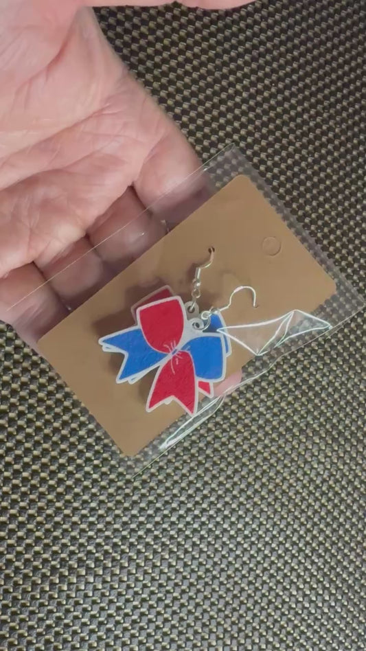 Show Your Game Day Spirit! Cheer Bow Dangle Earrings