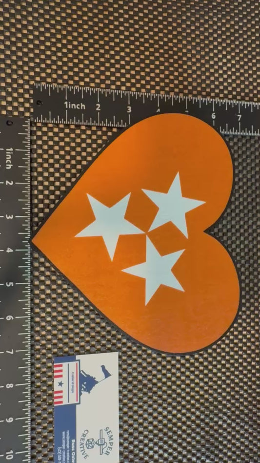 Tennessee Tri-Star Heart Sign: 3D-Printed Volunteer Pride Decor