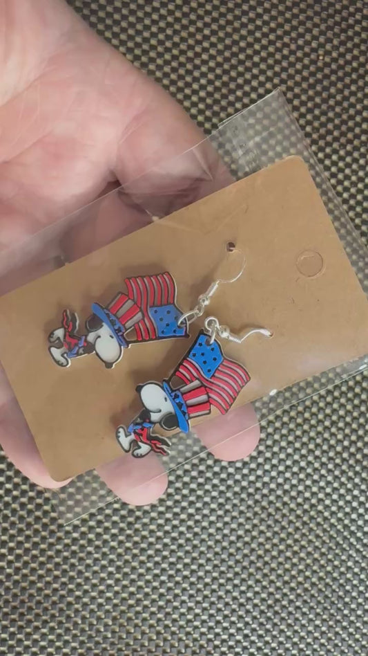 Show Your Patriotic Pup Pride! 3D Printed Snoopy with Flag Earring