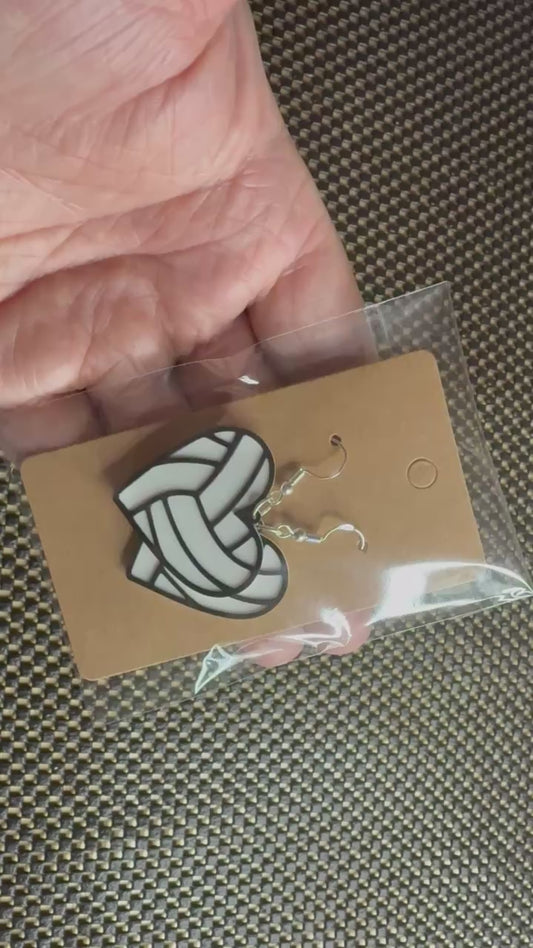 Show Your Game Day Spirit! Volleyball Heart Dangle Earrings